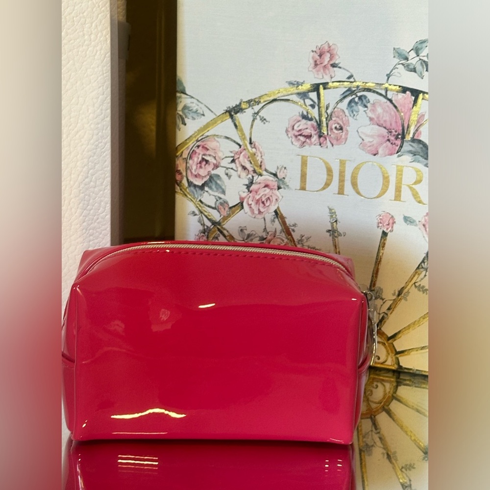 Dior make up cosmetic bag beauty item limited edition pouch pink patent … - Picture 6 of 12
